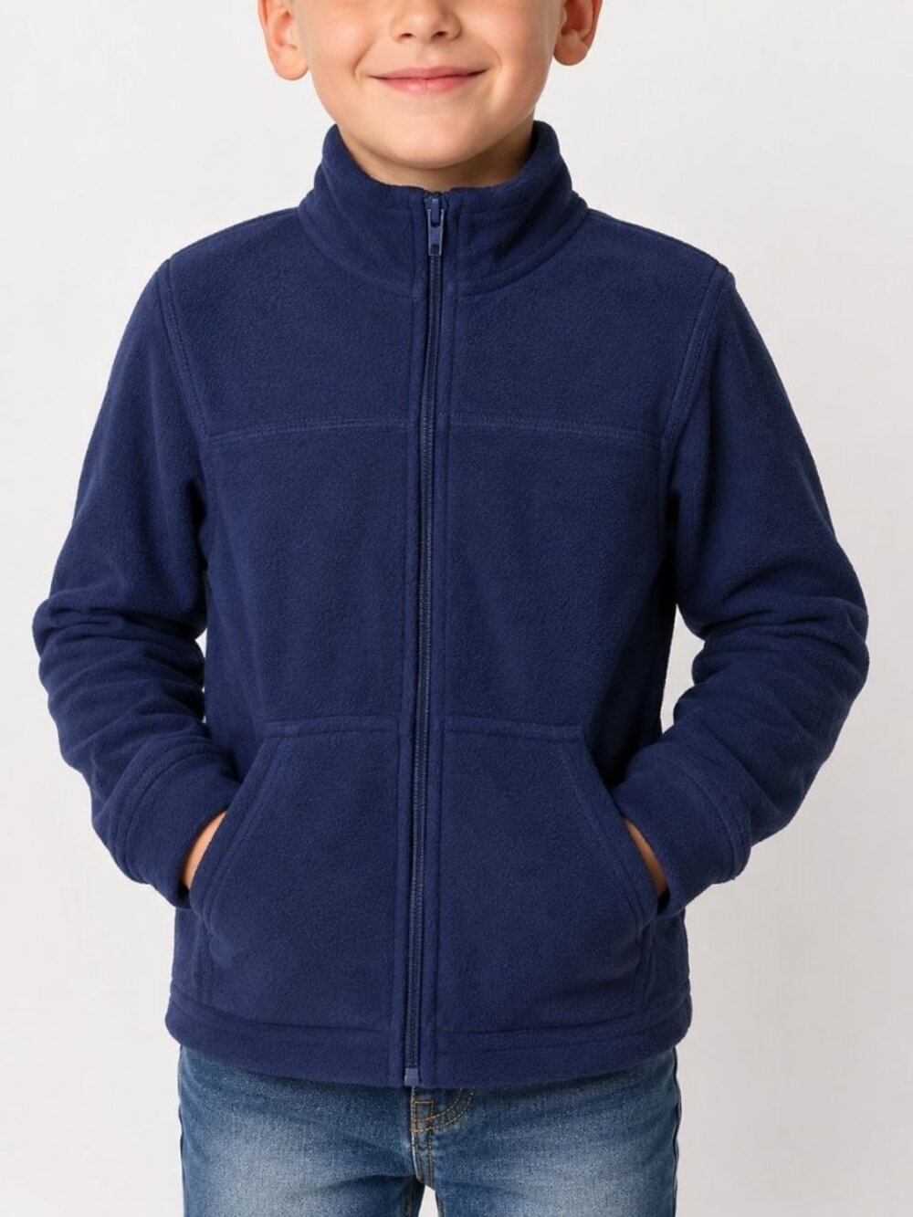 Kids Korner Boys Fleece Jacket Size 7 Blue Full Zip Lightweight Polyester